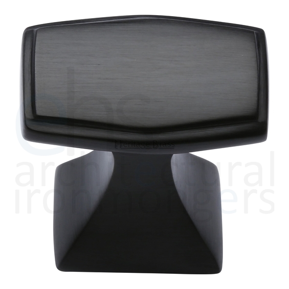 C0333 32-BKMT • 32 x 22 x 35mm • Matt Black • Heritage Brass Art Deco Cabinet Knob